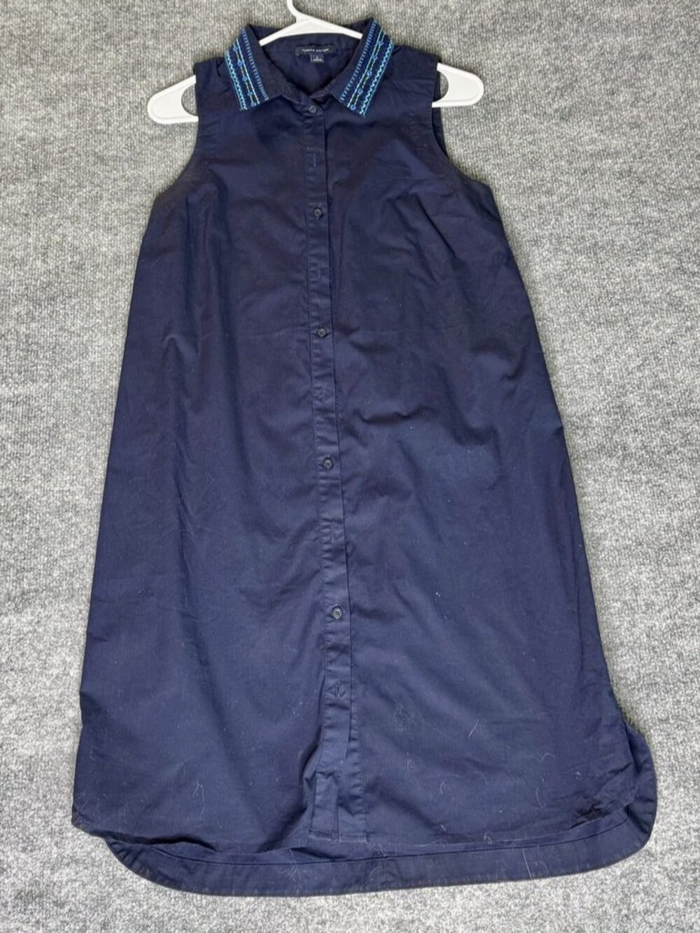 Tommy Hilfiger Shirt Dress Womens 6 Blue Sleeveless Collared Button Front Casual